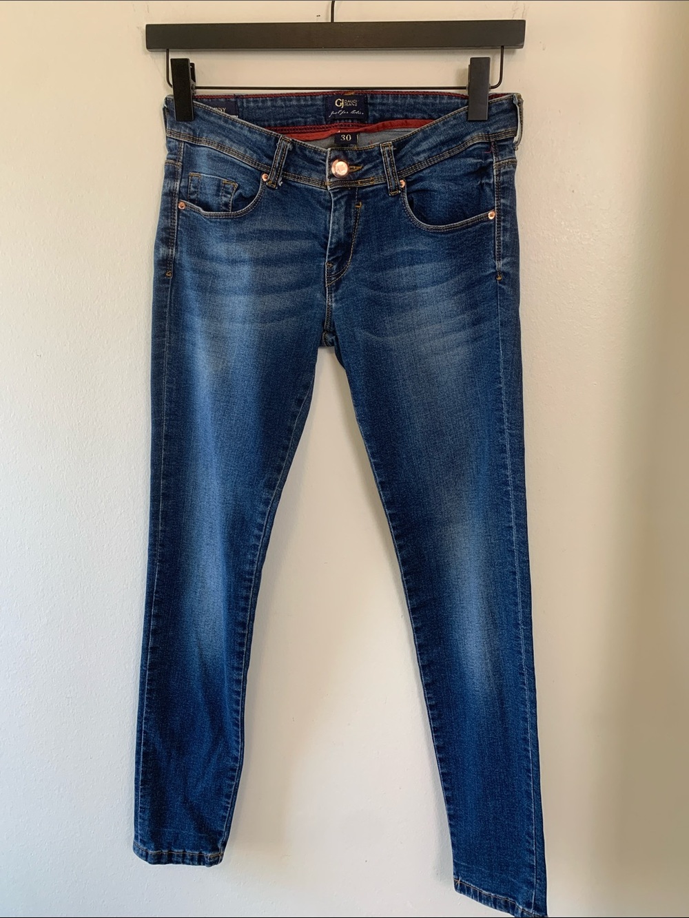 Gaudi NWOT Women's Medium Blue Skinny Jeans, Low Rise, Medium Wash, Stretch